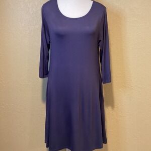 Yelete 3/4 Length Sleeve T-Shirt Dress Size Medium, Blue, Stretch, Pockets